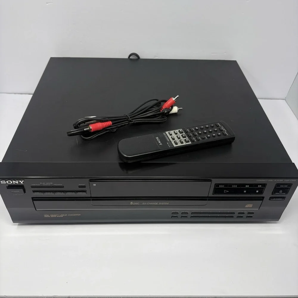 Sony CDP-C345 5 Disc CD Changer Player w/ Remote & RCA Cable Tested